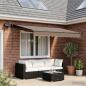 Preview: ARDEBO.de - Manueller Markisenrahmen mit LEDs Taupe 3,5 x 2,5 m