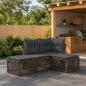Preview: ARDEBO.de - Gartensofa-set 4 stk. Grau Poly-Rattan