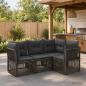 Preview: ARDEBO.de - Gartensofa-set 4 stk. Grau Poly-Rattan