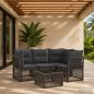Preview: ARDEBO.de - Gartensofa-set 5 Stk. Grau Poly-Rattan
