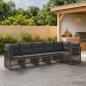 Preview: ARDEBO.de - Gartensofa-set 6 stk. Grau Poly-Rattan