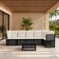 Preview: ARDEBO.de - Gartensofa-set 7 stk. Schwarz Poly-Rattan