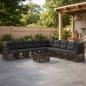 Preview: ARDEBO.de - Gartensofa-set 10 stk. Grau Poly-Rattan