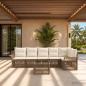 Preview: ARDEBO.de - Gartensofa-set 7 Stk. Beige Poly-Rattan