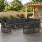 Preview: ARDEBO.de - Gartensofa-set 10 stk. Grau Poly-Rattan