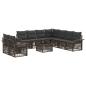 Preview: Gartensofa-set 10 stk. Grau Poly-Rattan