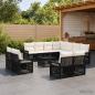 Preview: ARDEBO.de - Gartensofa-set 12 stk. Schwarz und Cremeweiß Poly-Rattan