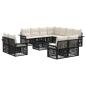 Preview: Gartensofa-set 12 stk. Schwarz und Cremeweiß Poly-Rattan