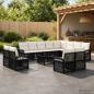 Preview: ARDEBO.de - Gartensofa-set 13 stk. Schwarz und Cremeweiß Poly-Rattan