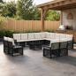 Preview: ARDEBO.de - Gartensofa-set 14 stk. Schwarz und Cremeweiß Poly-Rattan