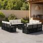 Preview: ARDEBO.de - Gartensofa-set 13 stk. Schwarz und Cremeweiß Poly-Rattan
