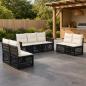 Preview: ARDEBO.de - Gartensofa-set 7 stk. Schwarz und Cremeweiß Poly-Rattan
