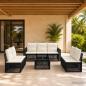 Preview: ARDEBO.de - Gartensofa-set 8 stk. Schwarz und Cremeweiß Poly-Rattan