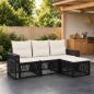 Preview: ARDEBO.de - Gartensofa-set 4 Stk. Schwarz und Cremeweiß Poly-Rattan