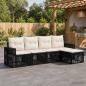 Preview: ARDEBO.de - Gartensofa-set 5 stk. Schwarz und Cremeweiß Poly-Rattan