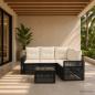 Preview: ARDEBO.de - Gartensofa-set 5 stk. Schwarz und Cremeweiß Poly-Rattan