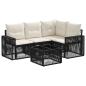 Preview: Gartensofa-set 5 stk. Schwarz und Cremeweiß Poly-Rattan