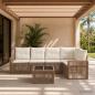 Preview: ARDEBO.de - Gartensofa-set 6 Stk. Beige und Cremeweiß Poly-Rattan