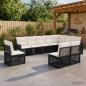 Preview: ARDEBO.de - Gartensofa-set 10 stk. Schwarz und Cremeweiß Poly-Rattan