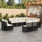 Preview: ARDEBO.de - Gartensofa-set 11 Stk. Schwarz und Cremeweiß Poly-Rattan