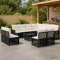 Preview: ARDEBO.de - Gartensofa-set 12 stk. Schwarz und Cremeweiß Poly-Rattan