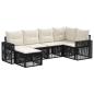 Preview: Gartensofa-set 6 Stk. Schwarz und Cremeweiß Poly-Rattan
