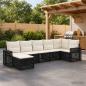 Preview: ARDEBO.de - Gartensofa-set 7 stk. Schwarz und Cremeweiß Poly-Rattan