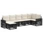 Preview: Gartensofa-set 7 stk. Schwarz und Cremeweiß Poly-Rattan