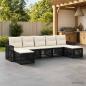 Preview: ARDEBO.de - Gartensofa-set 7 stk. Schwarz und Cremeweiß Poly-Rattan