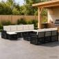 Preview: ARDEBO.de - Gartensofa-set 11 stk. Schwarz und Cremeweiß Poly-Rattan