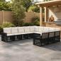 Preview: ARDEBO.de - Gartensofa-set 11 stk. Schwarz und Cremeweiß Poly-Rattan