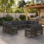 Preview: ARDEBO.de - Gartensofa-set 12 stk. Grau und Dunkelgrau Poly-Rattan