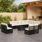 Preview: ARDEBO.de - Gartensofa-set 13 stk. Schwarz und Cremeweiß Poly-Rattan