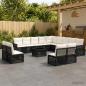 Preview: ARDEBO.de - Gartensofa-set 14 stk. Schwarz und Cremeweiß Poly-Rattan