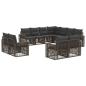 Preview: Gartensofa-set 11 stk. Grau und Dunkelgrau Poly-Rattan