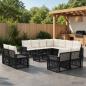 Preview: ARDEBO.de - Gartensofa-set 12 stk. Schwarz und Cremeweiß Poly-Rattan