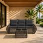 Preview: ARDEBO.de - Gartensofa-set 4 stk. Grau und Dunkelgrau Poly-Rattan