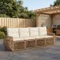 Preview: ARDEBO.de - Gartensofa-set 4 stk. Beige und Cremeweiß Poly-Rattan