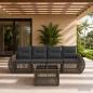 Preview: ARDEBO.de - Gartensofa-set 5 stk. Grau und Dunkelgrau Poly-Rattan
