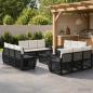 Preview: ARDEBO.de - Gartensofa-set 13 stk. Schwarz und Cremeweiß Poly-Rattan