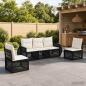 Preview: ARDEBO.de - Gartensofa-set 5 Stk. Schwarz und Cremeweiß Poly-Rattan