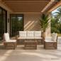 Preview: ARDEBO.de - Gartensofa-set 6 Stk. Beige und Cremeweiß Poly-Rattan