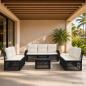 Preview: ARDEBO.de - Gartensofa-set 8 stk. Schwarz und Cremeweiß Poly-Rattan