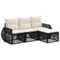 Preview: Gartensofa-set 4 stk. Schwarz und Cremeweiß Poly-Rattan