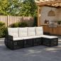 Preview: ARDEBO.de - Gartensofa-set 5 stk. Schwarz und Cremeweiß Poly-Rattan