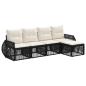 Preview: Gartensofa-set 5 stk. Schwarz und Cremeweiß Poly-Rattan