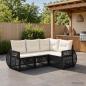 Preview: ARDEBO.de - Gartensofa-set 4 Stk. Schwarz und Cremeweiß Poly-Rattan