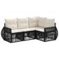 Preview: Gartensofa-set 4 Stk. Schwarz und Cremeweiß Poly-Rattan