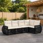 Preview: ARDEBO.de - Gartensofa-set 5 Stk. Schwarz und Cremeweiß Poly-Rattan