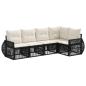 Preview: Gartensofa-set 5 Stk. Schwarz und Cremeweiß Poly-Rattan
